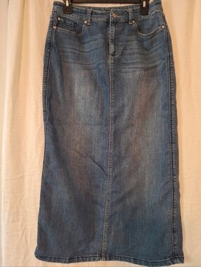 Christopher & Banks Blue Straight-Leg Denim Skirt